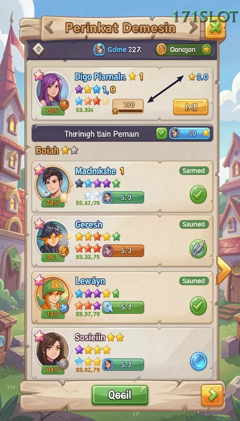 Cuplikan layar SLOT39 — menu navigasi